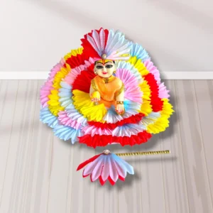 Laddu Gopal Flowers Dress with Pagadi and Bansuri