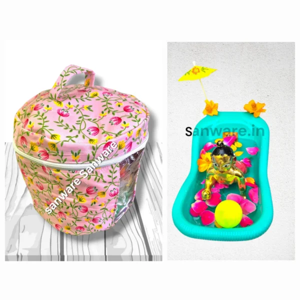 Laddu Gopal Bath Tub and Storage Bag Combo