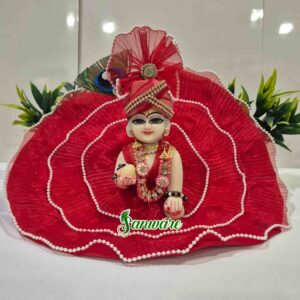 New Style Laddu Gopal Dress Design | Red Flower Fancy Poshak for Laddu Gopal Ji